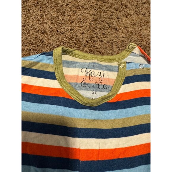 Kozi & Co Baby Romper 2T Striped Short Sleeve Bamboo Outfit With Snap Closures & - Picture 5 of 6